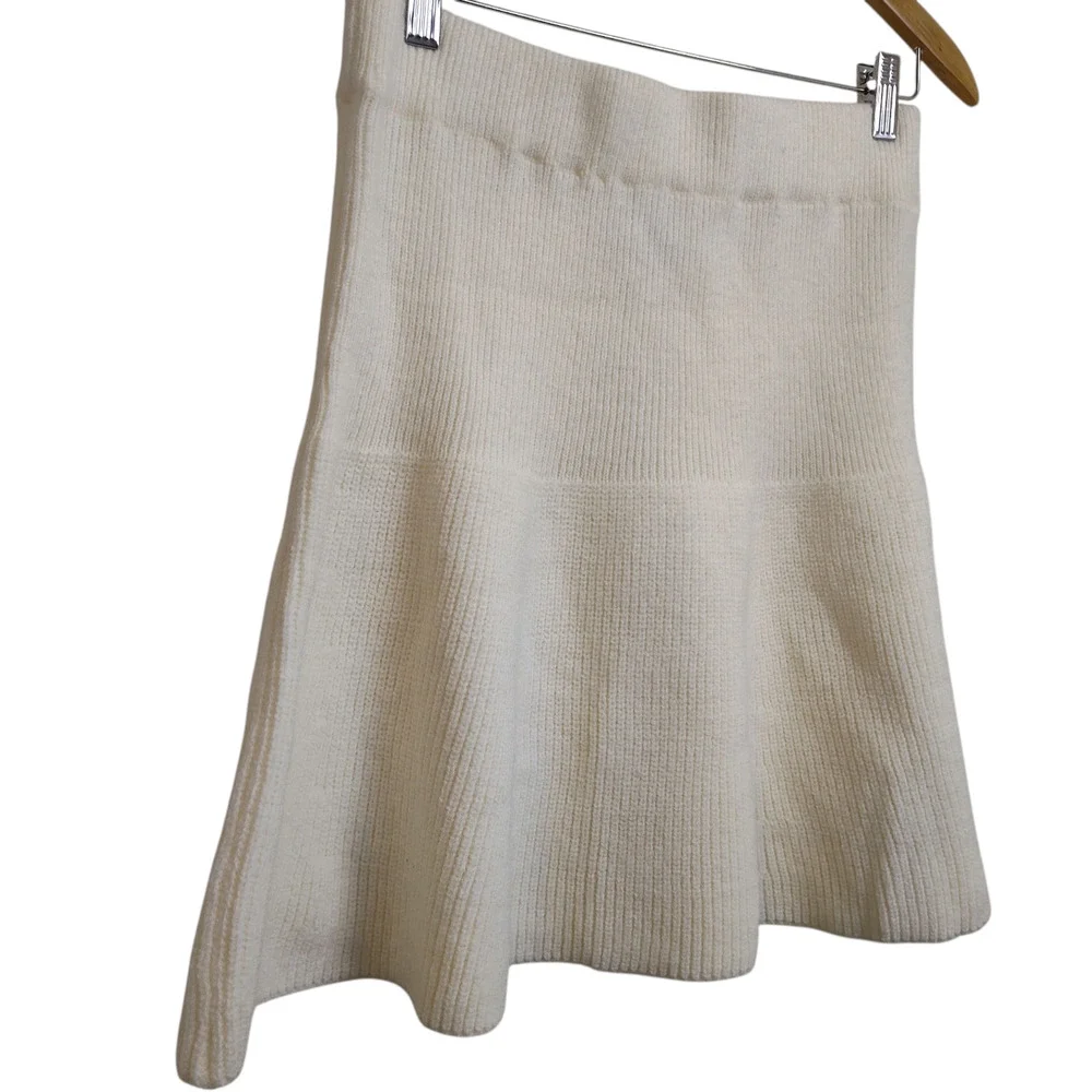 Mable Skirt Womens Large Cream Rib Knit Flare Soft Stretch Fall Preppy - Picture 5 of 13
